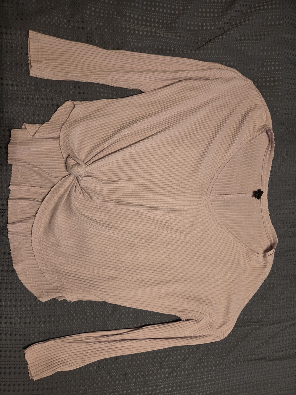 wild fable Ribbed Long-Sleeve Knot Front Top - Light Purple